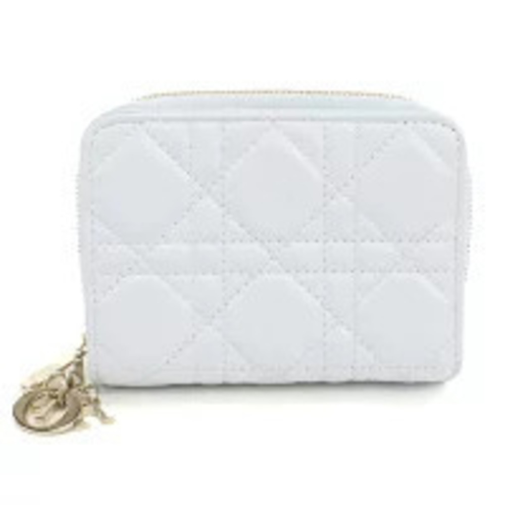 Christian Dior Bi fold Wallet Compact Lady Blue